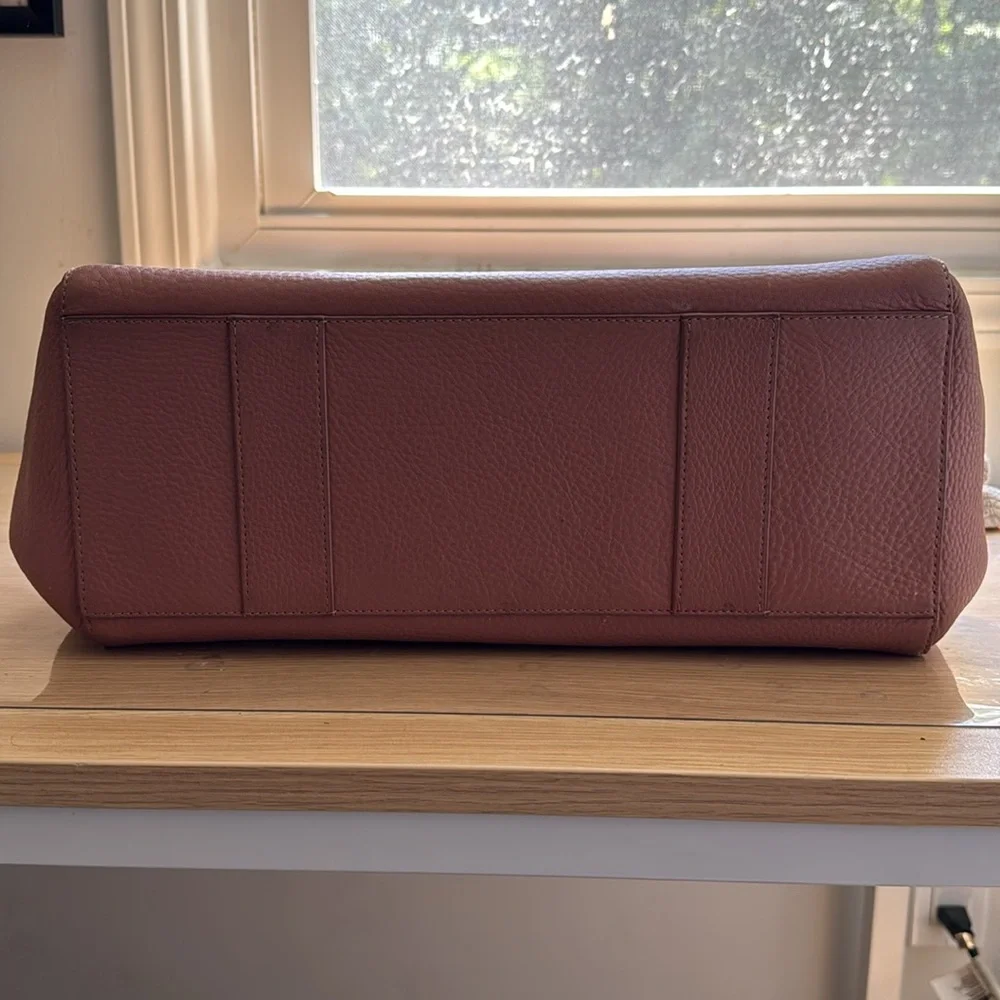 Dagne Dover Dust Pink Leather Laptop Tote